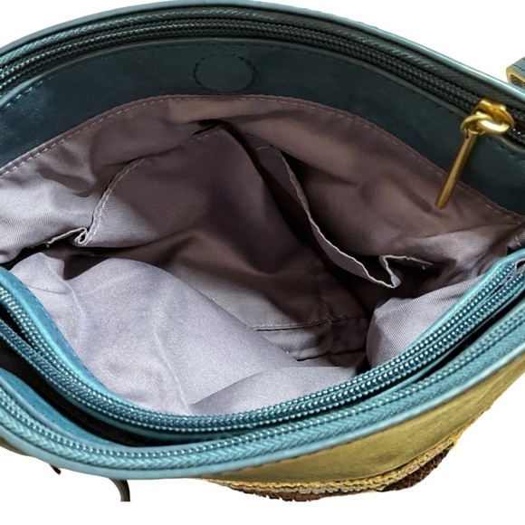 THE SAK COLLECTIVE Leather Trim Crochet Body Crossbody Bag Multi Pocket - Picture 6 of 11